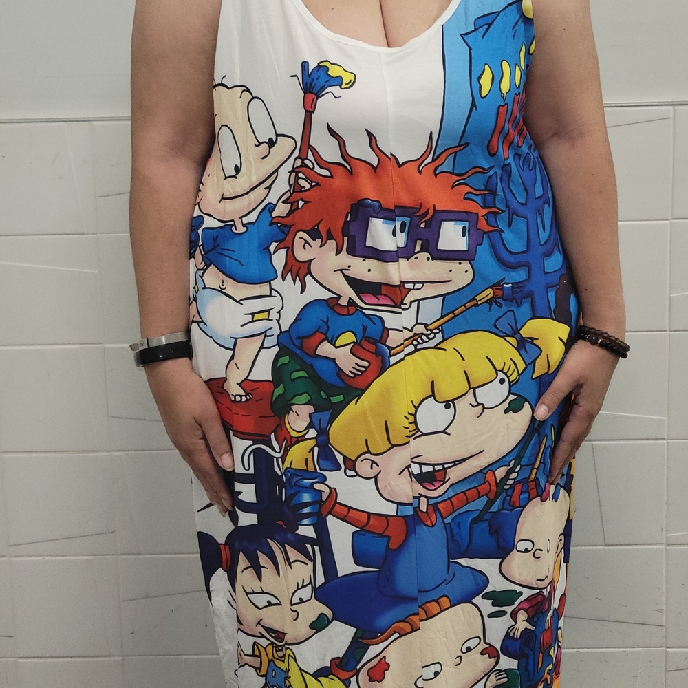 Dress Maxi Ladies Plus Size 2X Color Cartoon